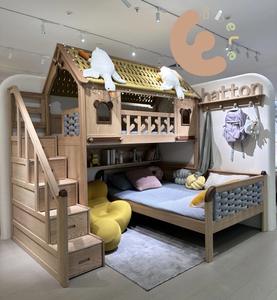 Новый дизайн, детский домик на дереве, двухъярусные кровати для мальчиков с горкой, лестник и набор для скалолазания - Product Image 4