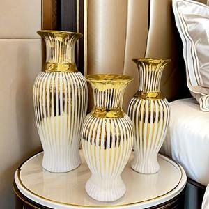 Vaso moderno da tavolo in ceramica oro vaso di fiori di lusso e vasetto regalo per la casa soggiorno tavolo da pranzo arredamento mobili Desktop - Product Image 3