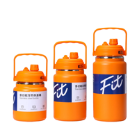 Bouteille d'eau isotherme en acier inoxydable 304 de 2 L, directement de l'usine, avec deux couvercles et une sangle de transport, anti-fuite, sans BPA