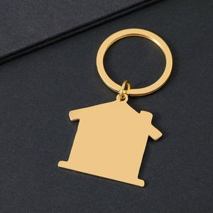DIY Laser Logo Text Metal Keyring UV Printing House Shape Blank Stainless Steel Keychain - Product Image 6