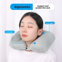 Oreiller de voyage gonflable personnalisable en forme de U – Portable pour voiture/avion, en tissu de soie de lait écologique, soutien cervical
