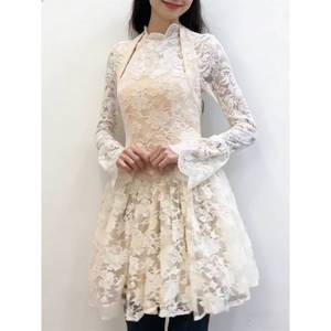 Abito Corto da Donna Taglia Unica, Elegante e Raffinato, con Applicazioni in Pizzo Tagliato a Mano, Collezione Autunno Inverno 2026 - Product Image 1