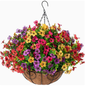 Panier suspendu rond en fibre de coco avec cadre métallique marron, jardinière suspendue pour décoration intérieure et extérieure - Product Image 4