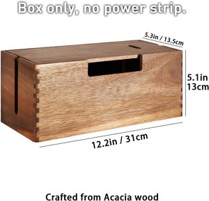 Boîte de rangement en bois <span class=keywords><strong>pour</strong></span> dissimuler et organiser les câbles électriques, boîte de rangement en bois <span class=keywords><strong>pour</strong></span> dissimuler les câbles, boîte de gestion des câbles en bois d'acacia - Product Image 2