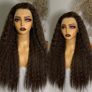 Perruques synthétiques de haute qualité en fibres résistantes à la chaleur, avec tête de <span class=keywords><strong>mannequin</strong></span> de 32 pouces et extensions de cheveux humains synthétiques HD Lace Front - Product Image 6