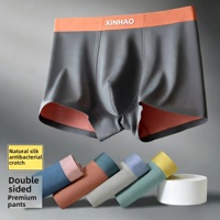 Boxers pour hommes de haute qualité en modal et soie glacée, à taille mi-haute, avec entrejambe en soie de mûrier, grande taille, tricotés, séchage rapide