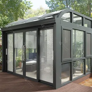 Low-E Glass Aluminum Frame Garden Sunroom Big Size Glass House With Heat Insulated And Hurricane Impact Aluminum Glass Pergola