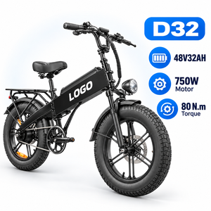 Vélo électrique D3 750W 48V 32Ah avec frein à disque et batterie intégrée, cadre en aluminium, roue de 20 pouces - Product Image 1