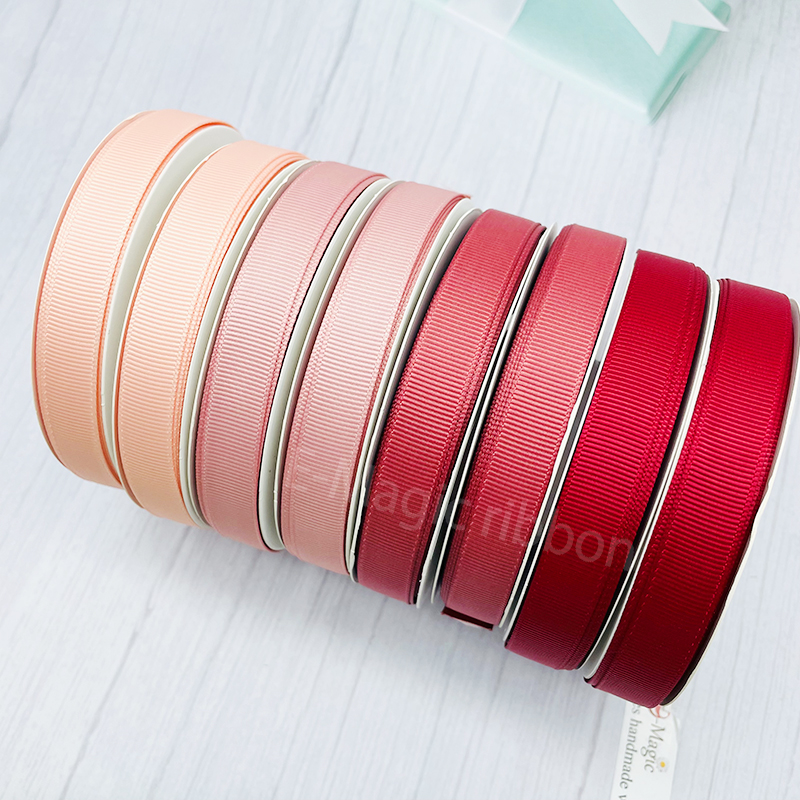 E-Magic Eco-friendly 196 Solid Color Grosgrain Ribbon Roll Ribbon Custom logo Polyester Grosgrain Reflective Gross Grain Ribbon