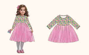 Vestito Tutu Rosso per Bambine, Abito Principessa a Maniche Lunghe per Feste Natalizie e Vacanze, 3-8 Anni - Product Image 3