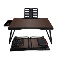 Table pliante pour ordinateur portable en cuir PU, réglable en hauteur multi-angles, portable, plateau de lit pour ordinateur portable en MDF, table pliante pour lit