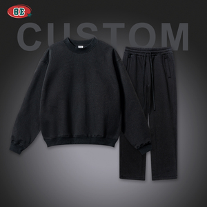 Biểu Tượng Tùy Chỉnh Chất Lượng Cao Heavyweight 345gsm Hoodies Set Baggy Quá Khổ Hip Hop Hoodies Boxy Tracksuit Sweatsuit Người Đàn Ông - Product Image 2