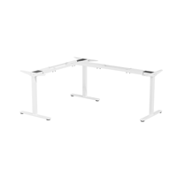 Cadre de bureau électrique réglable en hauteur en forme de L, trois moteurs, pieds de table en fer, usage commercial