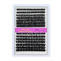 Extensions de cils 3D en grappe noires, 14 rangées, volumineuses, douces et denses, faux cils segmentés pour pose DIY 40D 60D 80D 100D