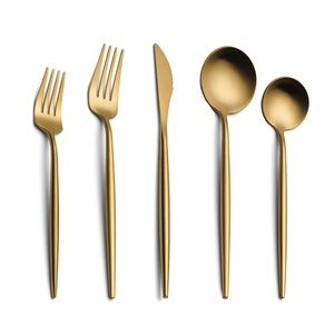 Juego de Cubiertos de Acero Inoxidable 304 de Lujo Ecológico, Acabado Mate Dorado Portugués, 20 Piezas, para Bodas y Uso Doméstico, Gran Venta - Product Image 1