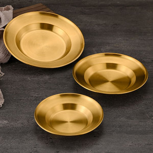 Plato Redondo de Acero Inoxidable 304, Chapado en Oro, para Pasta, Frutas, Postres, Vajilla para Fiestas - Product Image 3