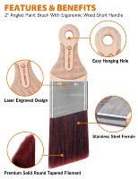ROLLINGDOG DOBERMA 10327 50MM DIY Pinceau à angle de haute qualité pour peinture, à filament solide conique, gravé au laser, manche ergonomique