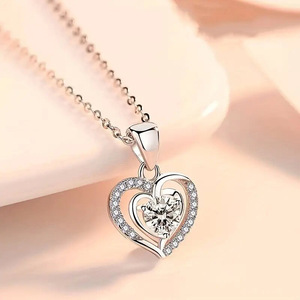 LILIE kalung perhiasan wanita warna perak, kalung pasangan zirkon besar Hari Valentine halus hadiah sederhana modis