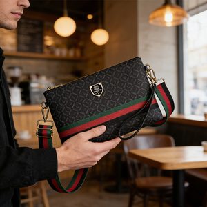 <span class=keywords><strong>กระเป๋า</strong></span>คลัทช์ผู้ชายแฟชั่นความจุขนาดใหญ่<span class=keywords><strong>กระเป๋า</strong></span>ถือผู้ชายกระเป๋าสตางค์วินเทจพร้อมภายในกันน้ำพีวีซีหลายชั้น - Product Image 3