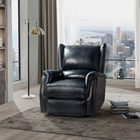 Sillón Reclinable Eléctrico de Cuero Genuino Moderno con Reposabrazos Acolchados y Soporte Ergonómico para la Espalda, para la Comodidad del Salón