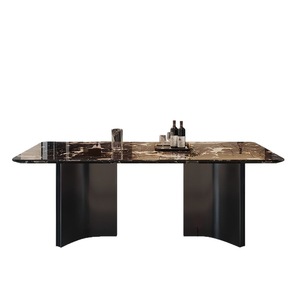 Modern Minimalist Marble Dining <b>Table</b> <b>And</b> <b>Chairs</b> <b>Set</b> Rectangular For <b>Small</b> Apartments Light Luxury High End Design - Product Image 5