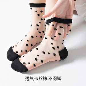 New Arrivals Japanese Korea Harajuku Women <strong>Socks</strong> Fashion Spring Summer Cool Floral <strong>Transparent</strong> Trend Breathable Glass Silk <strong>Socks</strong> - Product Image 3