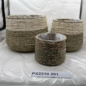 Cesta de jardín de paja tejida para el hogar, para regalo de plantas, venta al por mayor, hecha a mano, natural, cuerda de maíz - Product Image 6
