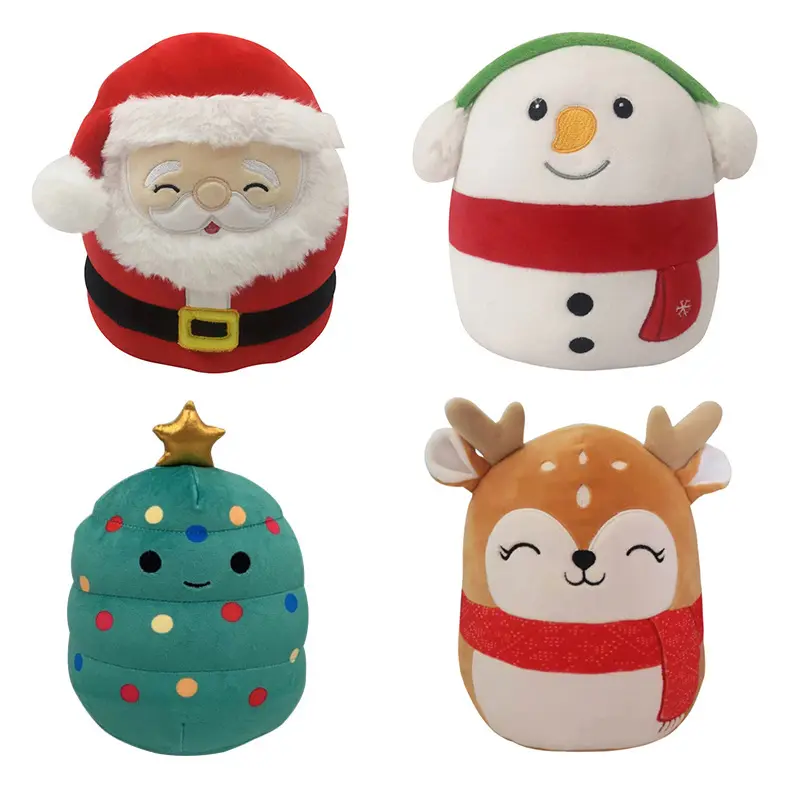 Hot Selling kawaii squishies decorative christmas Tree Snowman Elk Santa Claus pillows soft toy christmas tree toy