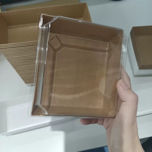 Custom Sushi Container Packaging <b>Biodegradable</b> Disposable Takeout Sushi Tray Rectangular Kraft <b>Paper</b> Sushi Plates with Cover - Product Image 2