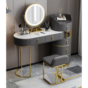 โต๊ะเครื่องแป้งไม้แบบเรียบง่ายทันสมัย พร้อมกระจกและเก้าอี้ สำหรับใช้ในอพาร์ตเมนต์และโรงแรม - Product Image 6