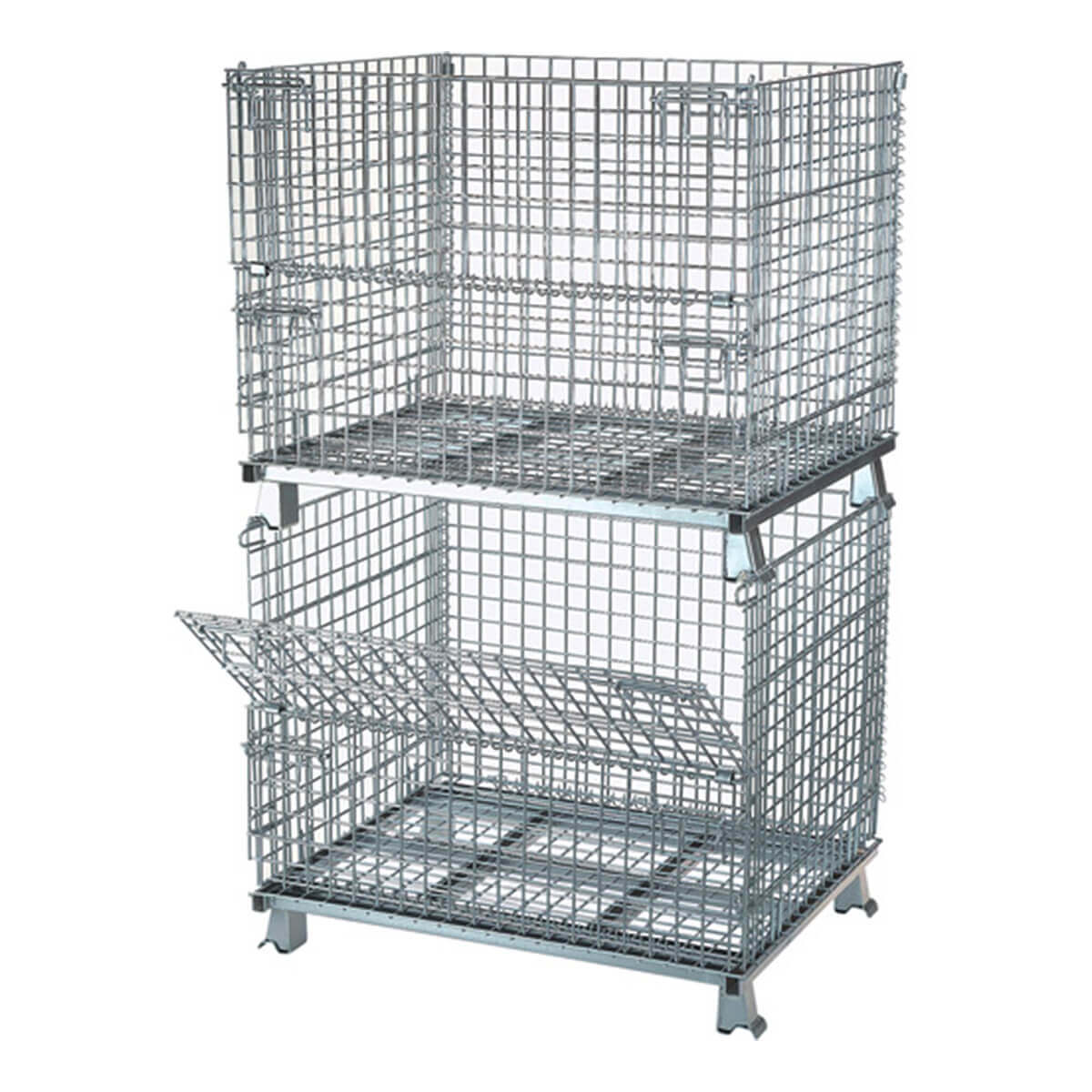 Foldable Metal Steel Storage Cage / Stainless Steel Galvanized Steel Stackable Metal Storage Cage Container