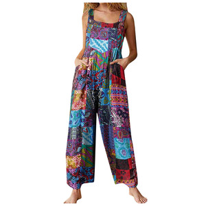 Tuta Intera da Donna Primavera 2026, Stile Etnico Elegante, con Stampa Patchwork, Bottoni, Vestibilità Ampia, Vita Media e Colletto a Risvolto - Product Image 3