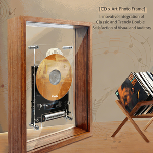 Transparent Wooden <b>Frame</b> <b>CD</b> Player with BT Built in Battery Digital <b>Display</b> Artistic Desktop Decor Music Player for Home Office - Product Image 4