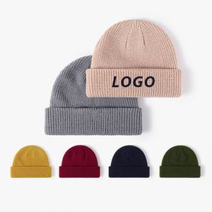Gorro de Pescador de Cuero Tejido Personalizado, Gorro de Invierno de Acrílico con Puño Corto - Product Image 1