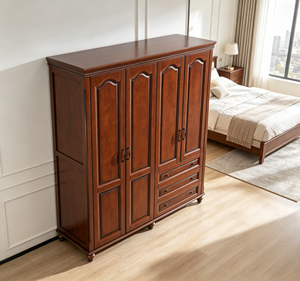 Armario Tradicional de Madera Maciza con Puertas de Panel Elevado y Diseño con Bisagras, Gran Capacidad, Estilo Antiguo - Product Image 3