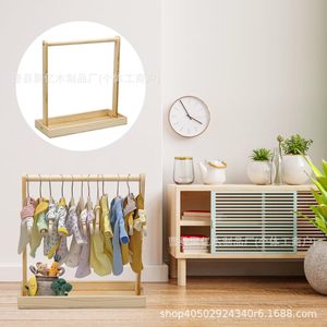 Wooden Baby <b>Clothes</b> Rack With Hangers 2 Tier Standing Type <b>Storage</b> Organizer For Clothing Display And Pet Doll Use - Product Image 4