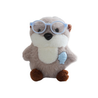 Peluche Otter de mer mignon avec lunettes, porte-clés, pendentif de sac à dos, poupée en fourrure douce et moelleuse, jouet en peluche, breloque de sac, accessoire