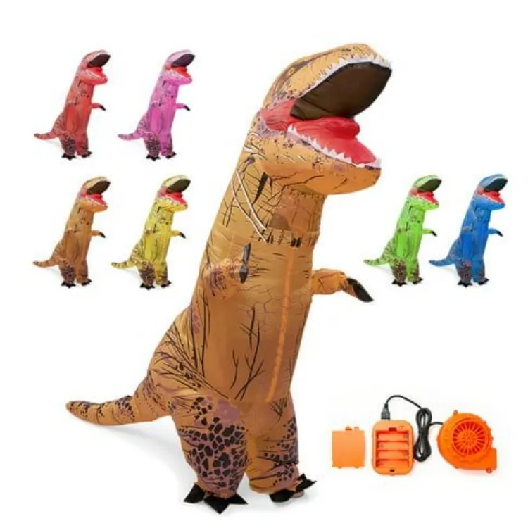 Disfraz Inflable de Dibujos Animados de Dinosaurio para Adulto, Muñeco Inflable de Halloween, Disfraz de Mascota para Caminar, Accesorios de Escenario, Navidad