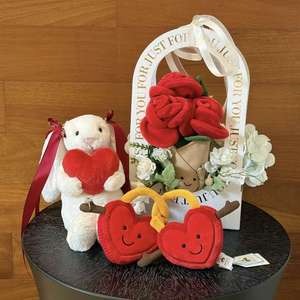 2026 Valentinstag Plüschtier-Set Rose Herz Paargeschenk, Superweiche Kuscheltiere für Sie Ihn Jellycat-Stil - Product Image 4