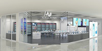 Conception de magasin de téléphonie mobile la plus récente, présentoir de magasin de téléphonie mobile, aménagement personnalisé, design d'intérieur de magasin d'accessoires mobiles 3D