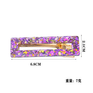 Pinza de Pelo Estilo Ins con Diseño Geométrico de Pico de Pato, Pinza de Pelo Acrílica de Moda, Pinza de Pelo Decorativa para Mujer con Lentejuelas Coloridas - Product Image 3