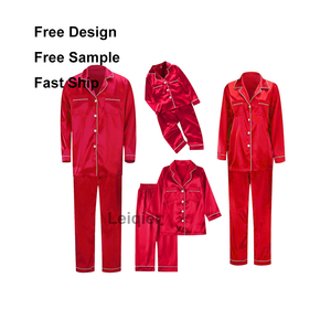 Custom Logo <strong>Silk</strong> Family Pajamas <strong>Matching</strong> <strong>Sets</strong> 2024 Button Down Shirt and Pants Silky Xmas Pjs Jammies for Family Pictures