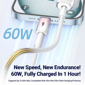 Transparent Crystal Fast Charging Type c Nylon Braided 60W Type C to C Data <b>Cable</b> Mobile Accessories Charger <b>Cable</b> - Product Image 2