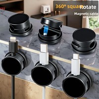 360 °   Organisateur de câbles rotatif pour bureau, clips adhésifs robustes pour câbles, accessoires de bureau pour la maison G26-88