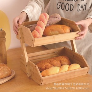 Étagère de rangement en bambou multicouche Yrin pour la cuisine, les légumes, les fruits, le pain, organisateur de bureau, panier en bois à 3 niveaux - Product Image 2