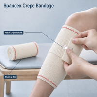 Bandage en crêpe élastique Spandex 15cm*4m pour blessures sportives, soutien de la cheville, du genou, du poignet, rouleau de compression avec clip métallique