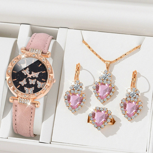 <span class=keywords><strong>Set</strong></span> di 5 pezzi di orologi da donna collane anelli orecchini con diamanti regali per feste di nozze <span class=keywords><strong>Set</strong></span> orologi da donna - Product Image 4