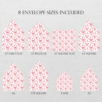 Cartes de vœux de Noël en papier imprimé UV avec motif de cloche rouge en aquarelle, doublure d'enveloppe, motif de brindilles de pin et de baies, 8 tailles A7 A6 A2