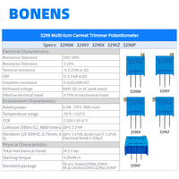 Potentiomètre de précision rotatif multitours réglable Bonens 3296W - Blanc, pour vitrage de verre et céramique, 10-5M, broches PC, 10%
