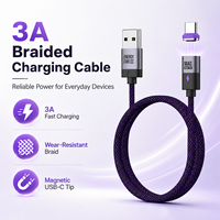 Câble USB A vers USB C magnétique SIKAI 3A, cordon de charge rapide tressé en nylon avec embout Type C détachable pour téléphone et manette